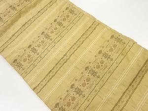 横段に抽象草花模様織出し名古屋帯